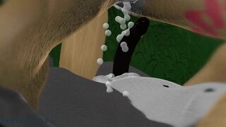 3d hentai cartoon bdsm, femdom cowgirl, threesome in furry forest