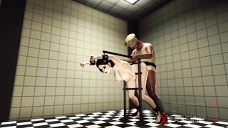 A sexy brunette with big boobs gets fucked hard by a butcher