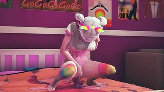 Gamer girl riding dildo after watching hentai