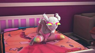 Gamer girl riding dildo after watching hentai