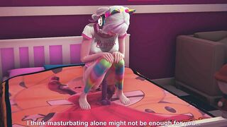 Gamer girl riding dildo after watching hentai