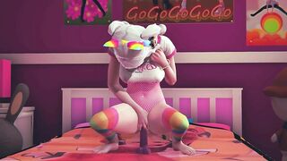 Gamer girl riding dildo after watching hentai
