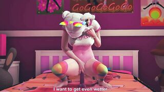 Gamer girl riding dildo after watching hentai