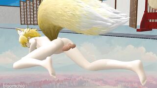 kitsune fucks girl, wet pussy, sexy
