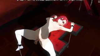 3D HENTAI Basement Mystery: Redhead student tries anal for the first time