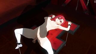 3D HENTAI Basement Mystery: Redhead student tries anal for the first time