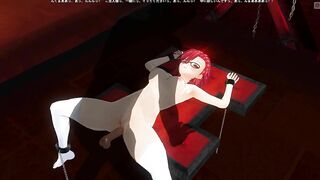 3D HENTAI Basement Mystery: Redhead student tries anal for the first time