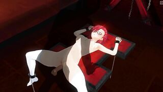 3D HENTAI Basement Mystery: Redhead student tries anal for the first time