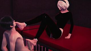 2B footjob your cock while you're tied up
