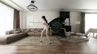 GENSHIN IMPACT SHOGUN RAIDEN HENTAI INSECT DANCE BLACK HAIR GREEN WINGS COLOR EDIT SMIXIX