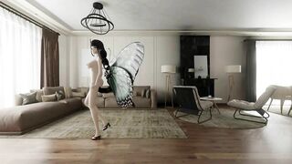 GENSHIN IMPACT SHOGUN RAIDEN HENTAI INSECT DANCE BLACK HAIR GREEN WINGS COLOR EDIT SMIXIX
