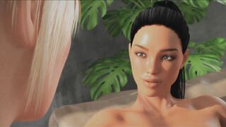 3D Shemale Blonde does Blowjob for Ebony Shemale - Two Trannies Fucking, Cartoon Porn Game