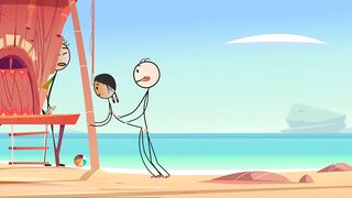 Cartoon Stick People Fucking at Nude Beach - Sexiest Girl Ever Fucking with a StickMan at the Beach