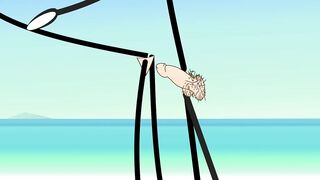 Cartoon Stick People Fucking at Nude Beach - Sexiest Girl Ever Fucking with a StickMan at the Beach