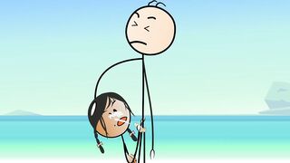 Cartoon Stick People Fucking at Nude Beach - Sexiest Girl Ever Fucking with a StickMan at the Beach