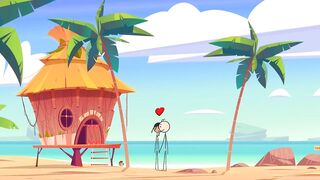 Cartoon Stick People Fucking at Nude Beach - Sexiest Girl Ever Fucking with a StickMan at the Beach