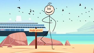 Cartoon Stick People Fucking at Nude Beach - Sexiest Girl Ever Fucking with a StickMan at the Beach
