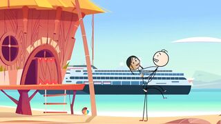 Cartoon Stick People Fucking at Nude Beach - Sexiest Girl Ever Fucking with a StickMan at the Beach