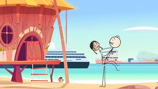 Cartoon Stick People Fucking at Nude Beach - Sexiest Girl Ever Fucking with a StickMan at the Beach