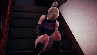 Ino Yamanaka masturbates alone on the stairs
