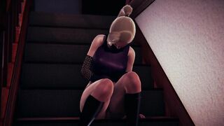 Ino Yamanaka masturbates alone on the stairs
