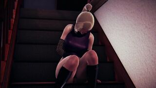 Ino Yamanaka masturbates alone on the stairs