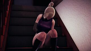 Ino Yamanaka masturbates alone on the stairs