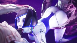 Sexy Robot Girl Rides Two Long Aliens Cocks Subverse