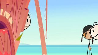 Cartoon Hot Stick Girl Fucking with a Small Dick Sexy Stick Man at Nude Beach
