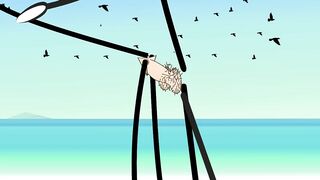 Cartoon Hot Stick Girl Fucking with a Small Dick Sexy Stick Man at Nude Beach
