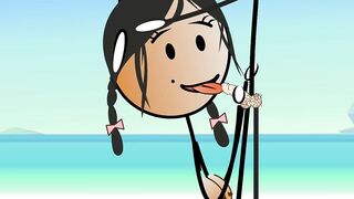 Cartoon Hot Stick Girl Fucking with a Small Dick Sexy Stick Man at Nude Beach