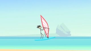 Cartoon Hot Stick Girl Fucking with a Small Dick Sexy Stick Man at Nude Beach