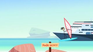 Cartoon Hot Stick Girl Fucking with a Small Dick Sexy Stick Man at Nude Beach