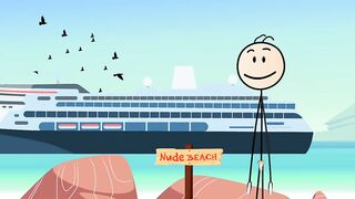 Cartoon Hot Stick Girl Fucking with a Small Dick Sexy Stick Man at Nude Beach