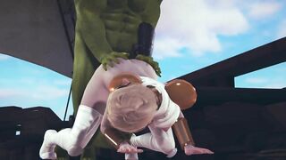 Rude orc fucks cute elf in the ass