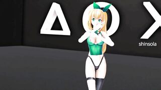 Souzetsu Gekkou, Mirai Akari, Virtual Youtuber - Hentai MDD Music dance video, 3d undressing, dark green eyes, color edi