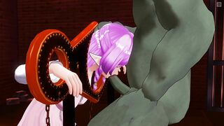 3D HENTAI BDSM Bound elf sucks big orc cock