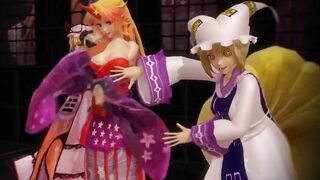 【MMD】Echo - Yukari & Ran & Yuugi【R-18】