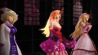 【MMD】Echo - Yukari & Ran & Yuugi【R-18】