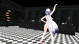 【MMD】Haku dancing Pink Cat【R-18】