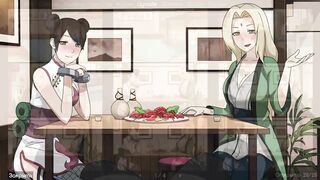 Naruto - Kunoichi Trainer - Tsunade rides cum and Ten Ten gives a footjob