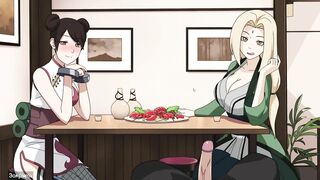 Naruto - Kunoichi Trainer - Tsunade rides cum and Ten Ten gives a footjob