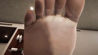 Asuka The Redheaded tsundere uses her feet to jerk off your cock