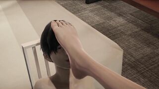 Asuka The Redheaded tsundere uses her feet to jerk off your cock