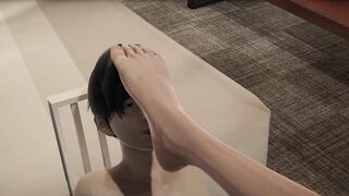 Asuka The Redheaded tsundere uses her feet to jerk off your cock
