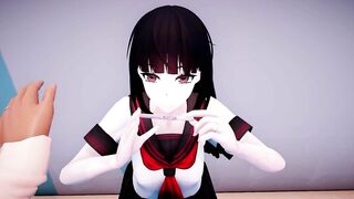 Yandere black-haired beauti Creampie - MMD ASMR