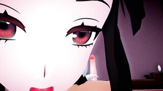 Yandere black-haired beauti Creampie - MMD ASMR