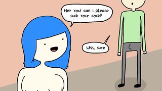 Blue Haired Slut Begs For Cock