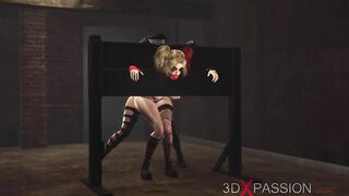 Hardcore dickgirl bangs hard a sexy Harley Quinn in the basement