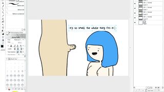 Making Of - Blue Haired Slut Humaliates Tiny Cock and Sucks It (Speed Paint)